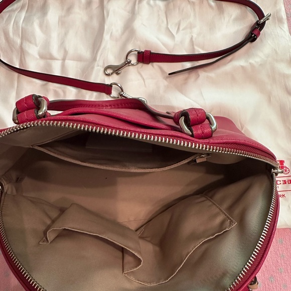 Coach Red Peyton Signature Cora Domed Satchel Handbag Purse - Picture 5 of 5